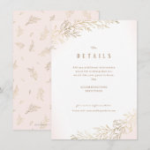Blush gouden gelaagde botanische trouwdetails informatiekaartje (Voorkant / Achterkant)