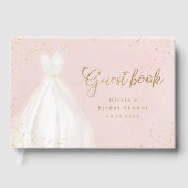 Blush Gouden Glitter Elegante Jurk Bruidsjurk Show Gastenboek (Voorkant)