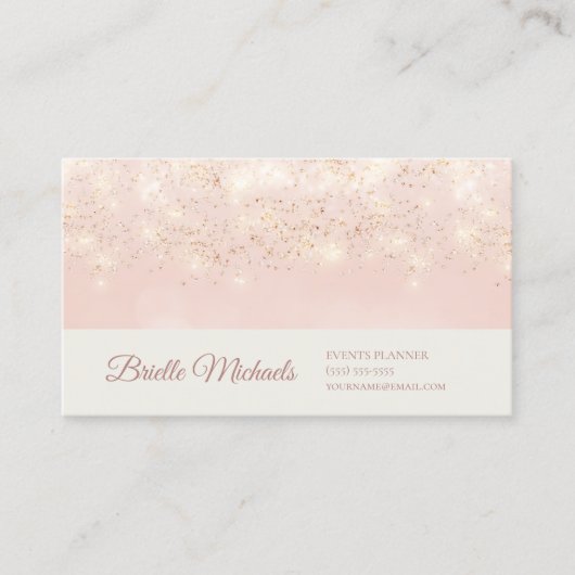 Blush Gouden Glitter Evenementenplanner Visitekaartje (Voorkant)