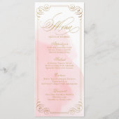 Blush gouden kalligrafie vintage bruiloft menu (Voorkant)