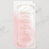 Blush gouden kalligrafie vintage bruiloft menu (Voorkant / Achterkant)
