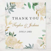 Blush Gouden Krans Dank u Bruiloft Wijn Label Etiket (Enkel label)