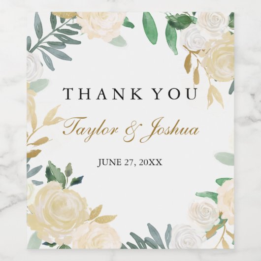 Blush Gouden Krans Dank u Bruiloft Wijn Label Wijn Etiket (Enkel label)