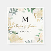 Blush Gouden Krans Monogram Bruiloft Servet (Voorkant)