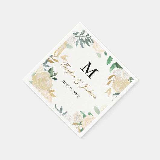 Blush Gouden Krans Monogram Bruiloft Servet (Hoek)