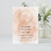 Blush Gouden Krans Trouwdag Save The Date (Staand voorkant)
