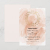 Blush Gouden Krans Trouwdag Save The Date (Voorkant / Achterkant)