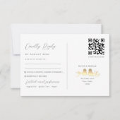 Blush Gouden Liefdesvogels QR-code RSVP Kaartje (Voorkant)