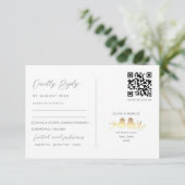 Blush Gouden Liefdesvogels QR-code RSVP Kaartje (Staand voorkant)