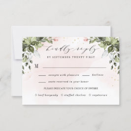 Blush Gouden Maaltijd Keuze Groen Stoffig Blauw Br RSVP Kaartje