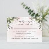 Blush Gouden Maaltijd Keuze Groen Stoffig Blauw Br RSVP Kaartje (Staand voorkant)