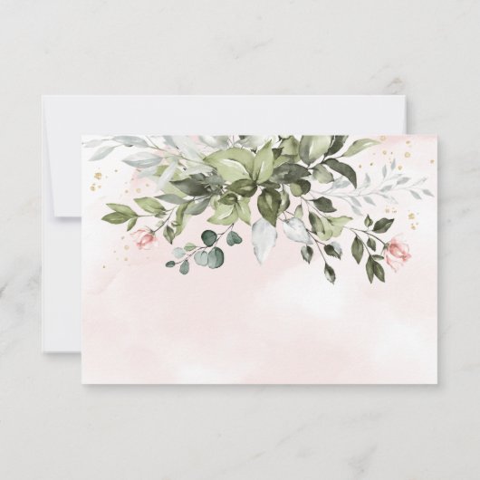 Blush Gouden Maaltijd Keuze Groen Stoffig Blauw Br RSVP Kaartje (Achterkant)