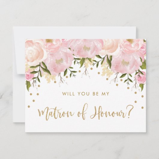 Blush gouden roze bloemen zijn mijn matron van eer kaart (Voorkant)