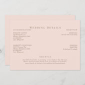 Blush & gouden tekst bruiloft details kaart (Voorkant / Achterkant)