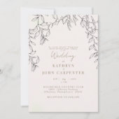 Blush Gouden Tekst Foliage Bruid Ouders Bruiloft Kaart (Voorkant)