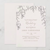 Blush Gouden Tekst Foliage Bruid Ouders Bruiloft Kaart (Voorkant / Achterkant)