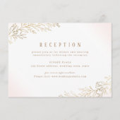 Blush gouden vergulde botanische bruiloft receptie informatiekaartje (Voorkant)