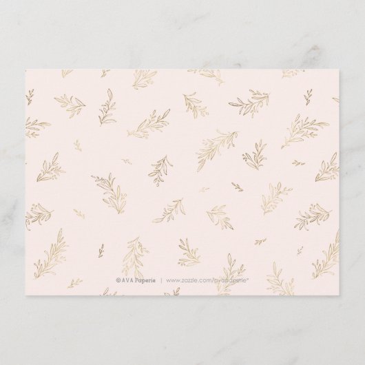 Blush gouden vergulde botanische bruiloft receptie informatiekaartje (Achterkant)