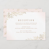 Blush gouden vergulde botanische bruiloft receptie informatiekaartje (Voorkant / Achterkant)
