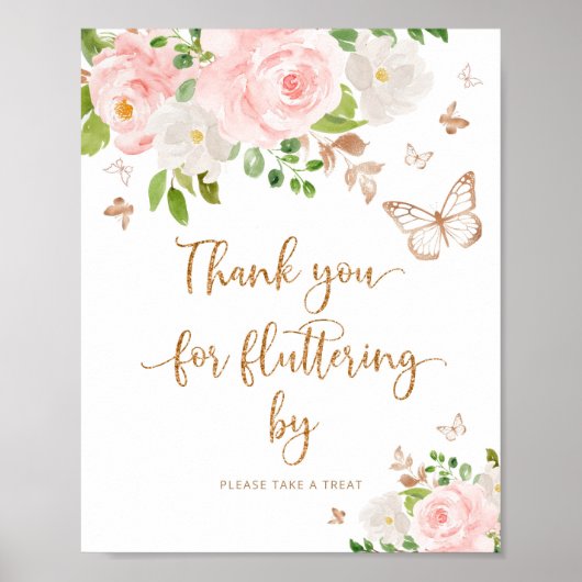 Blush gouden vlinder Hartelijk dank voor uw vlotte Poster (Voorkant)
