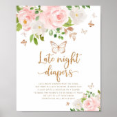 Blush gouden vlinder Late night diapers game Poster (Voorkant)