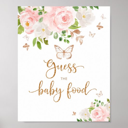 Blush gouden vlinder raden baby eten poster (Voorkant)