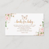 Blush gouden vlinderboeken voor baby-kaartenruimte informatiekaartje (Voorkant)