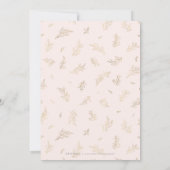 Blush goudgelige botanische elegante bruiloft kaart (Achterkant)