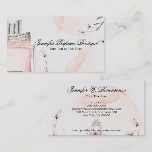 Blush Gray Classy Perfume Essential Oils Visitekaartje (Voorkant / Achterkant)