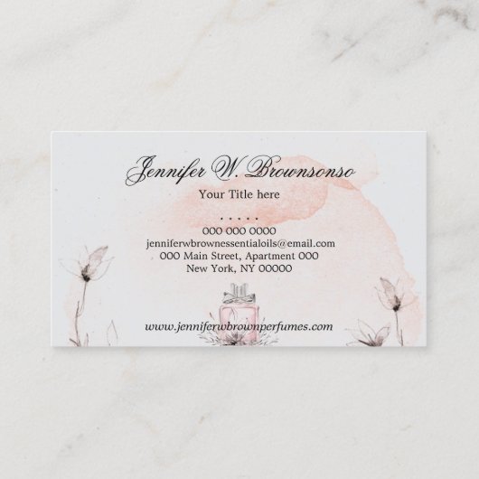 Blush Gray Classy Perfume Essential Oils Visitekaartje (Achterkant)