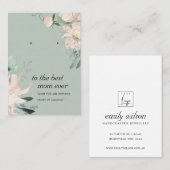 BLUSH GRAY FLORAL MOM GIFT EARRING DISPLAY CARD PLAATSKAARTJE (Voorkant / Achterkant)