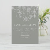 Blush gray silver snowflake wonderland Wedding Kaart (Staand voorkant)