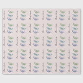 Blush Green Blue Butterflies Gepersonaliseerde Ver Cadeaupapier (Vlak)