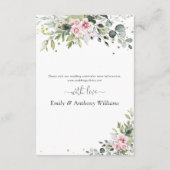 Blush Green Bruiloft Receptie Enclosure Kaart (Achterkant)