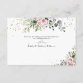 Blush Green Bruiloft Receptie Enclosure Kaart (Achterkant)