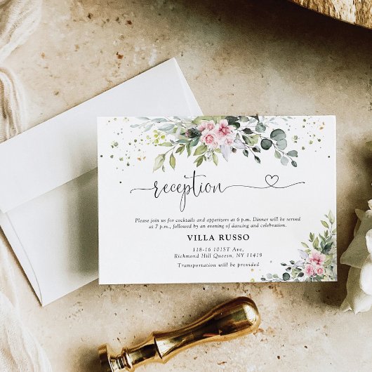 Blush Green Bruiloft Receptie Enclosure Kaart