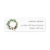 Blush Green Christmas Wreath Waterverf Adres Etiket (Voorkant)