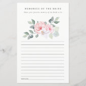 Blush Green Floral Vrijgezellenfeest Geheugenadvie (Voorkant)