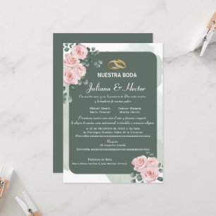 Blush Green Florals Wedding Kaart