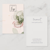 Blush Green Flower Logo Ketting Oorbel Display Visitekaartje (Voorkant / Achterkant)