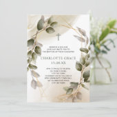 Blush Green & Gold Lijst Botanische Baptisme Kaart (Staand voorkant)