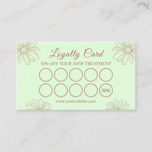 Blush Green loyalty Card for Salon & Beauty Artist (Voorkant)