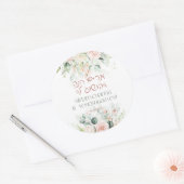 Blush & Green Spring Jewish Hebrew Chuppah Ronde Sticker (Envelop)