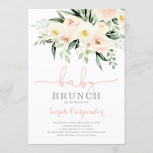 Blush greenery Baby shower Brunch uitnodiging