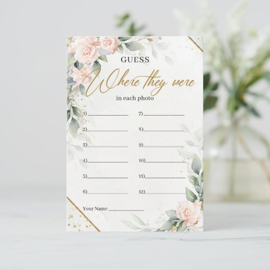 Blush greenery en gouden lijst waar ze waren informatiekaartje (Staand voorkant)