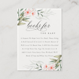 Blush Greenery Floral Books voor Baby shower Informatiekaartje