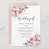Blush & Greenery: Waterverf Floral Wedding Kaart (Voorkant / Achterkant)