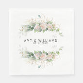 Blush Greenery Waterverf gepersonaliseerde bruilof Servet (Voorkant)