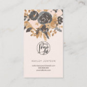 Blush grey boho floral script logo orde dank u visitekaartje (Achterkant)