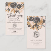 Blush grey boho floral script logo orde dank u visitekaartje (Voorkant / Achterkant)